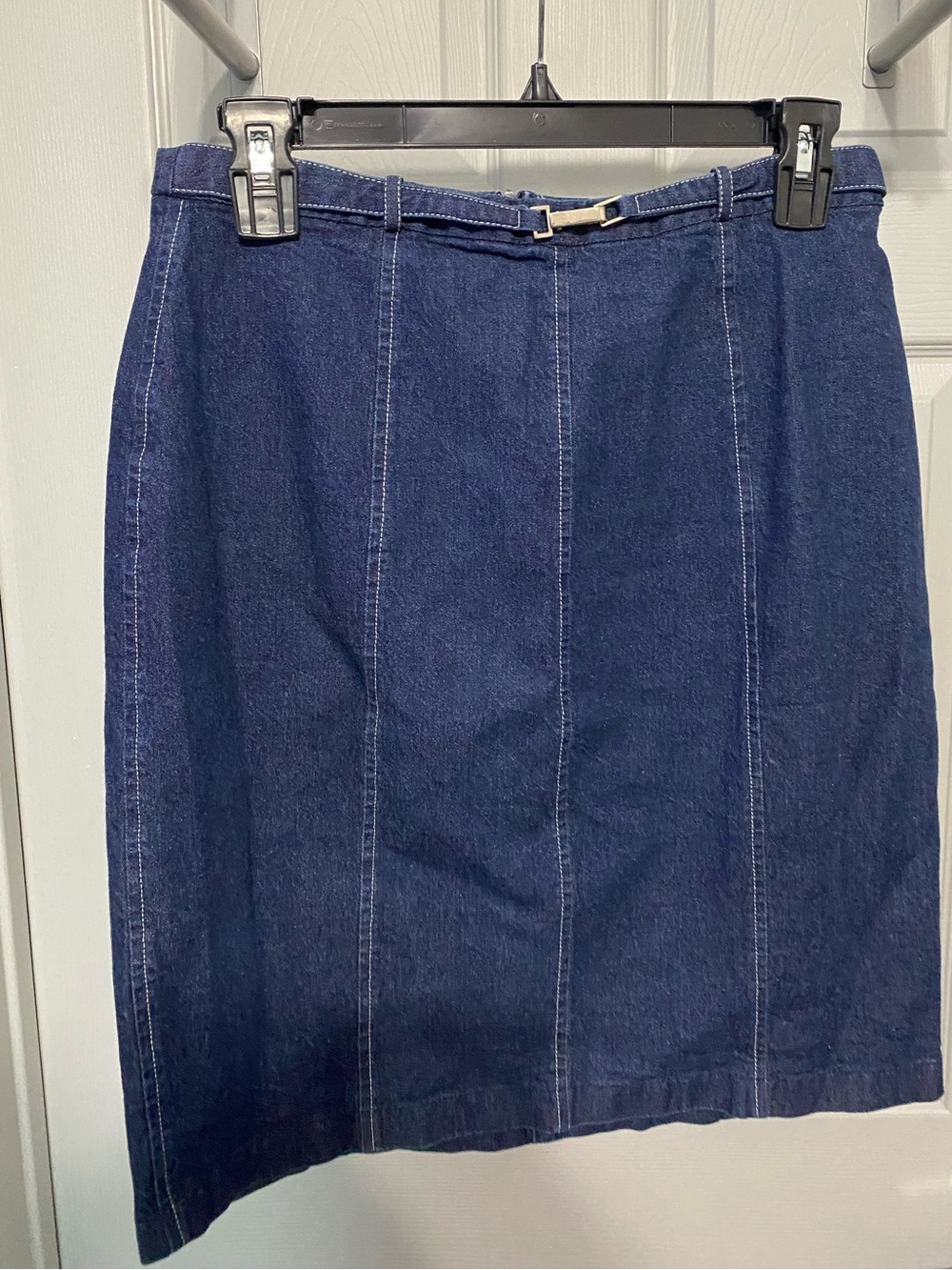 Lee Navy Denim Pencil Skirt with Front Accent